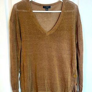 J. Crew V-Neck Linen Sweater, Small